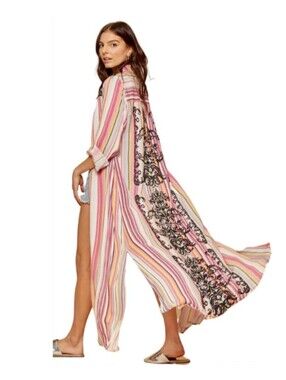 NEW! Andree By Unit Embroidered Rainbow Maxi Top Size L